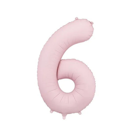 6 Jaar Cijfer Ballon Lichtroze Leeg 86cm van Partydeco koop je bij Partywinkel