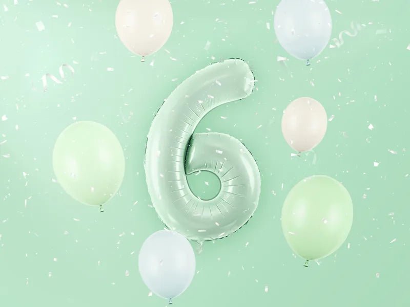 6 Jaar Cijfer Ballon Mintgroen Leeg 72cm van Partydeco koop je bij Partywinkel