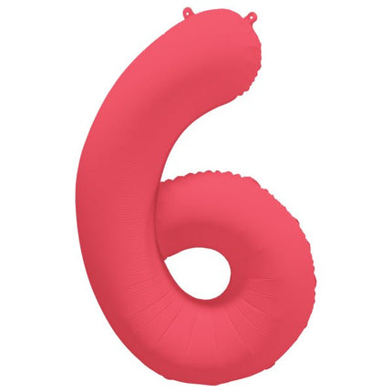 6 Jaar Cijfer Ballon Rood Neon Leeg 86cm van Riethmueller koop je bij Partywinkel