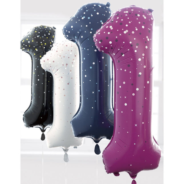 6 Jaar Cijfer Ballon Roze Stippen 86cm van Unique koop je bij Partywinkel