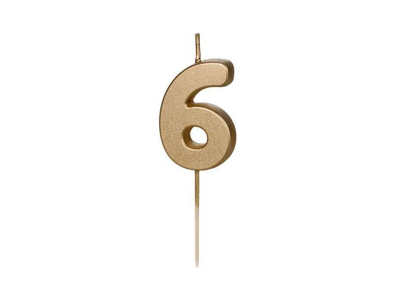6 Jaar Kaars Goud 4,5cm van Partydeco koop je bij Partywinkel