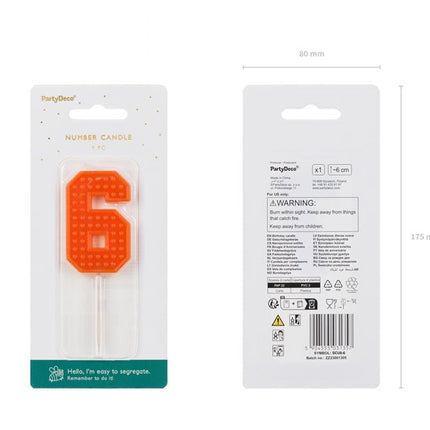 6 Jaar Kaars Rood 6cm van Partydeco koop je bij Partywinkel