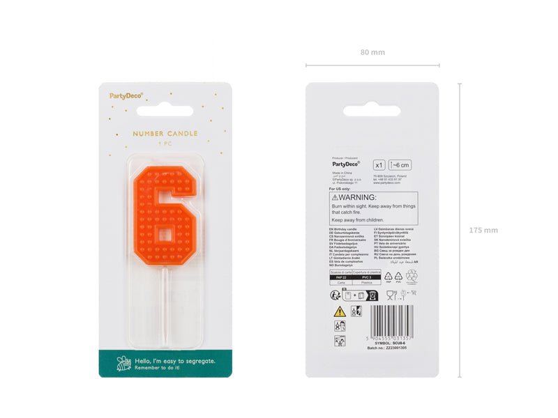 6 Jaar Kaars Rood 6cm van Partydeco koop je bij Partywinkel