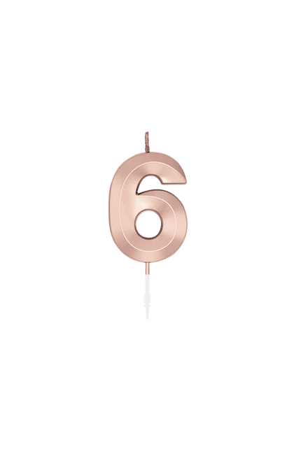 6 Jaar Kaars Rose Goud Metallic 6cm van WeFiesta koop je bij Partywinkel