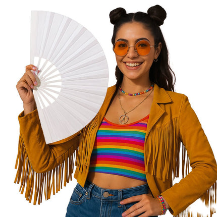 60x30 cm fabric fan White van Fiestas Guirca koop je bij Partywinkel