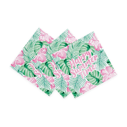Groen Roze Servetten Happy Summer Time 33cm 20st