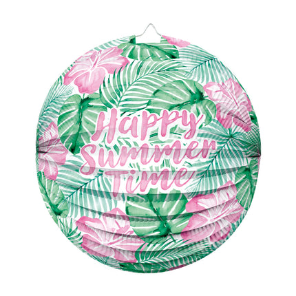 Groen Roze Lampion Happy Summer Time 25cm