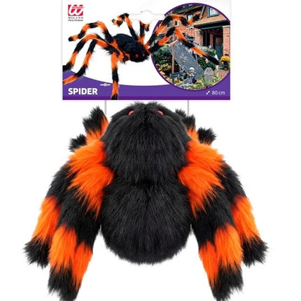 SPIN MET BUIGBARE HARIGE POTEN ZWART/ORANJE 80 CM