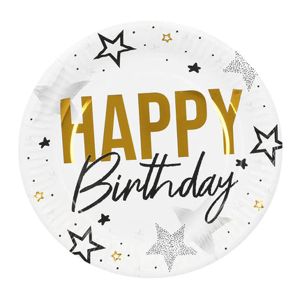 Tafelset 'Happy birthday' (6 bordjes, 6 bekertjes, 12 servetten)