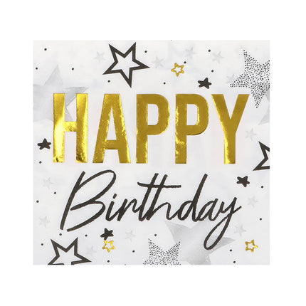 Tafelset 'Happy birthday' (6 bordjes, 6 bekertjes, 12 servetten)