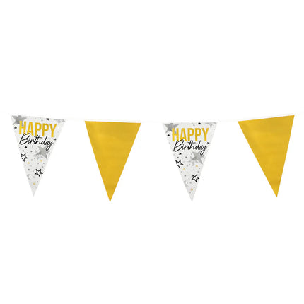 Happy Birthday Slinger Wit Goud Sterren 6m