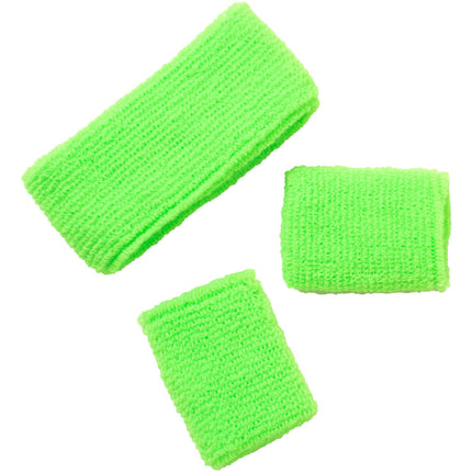 Zweetbandjes Neon Groen - 3 stuks