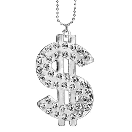 Ketting Bling dollar zilver