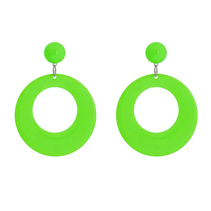 Paar oorbellen Retro neongroen UV