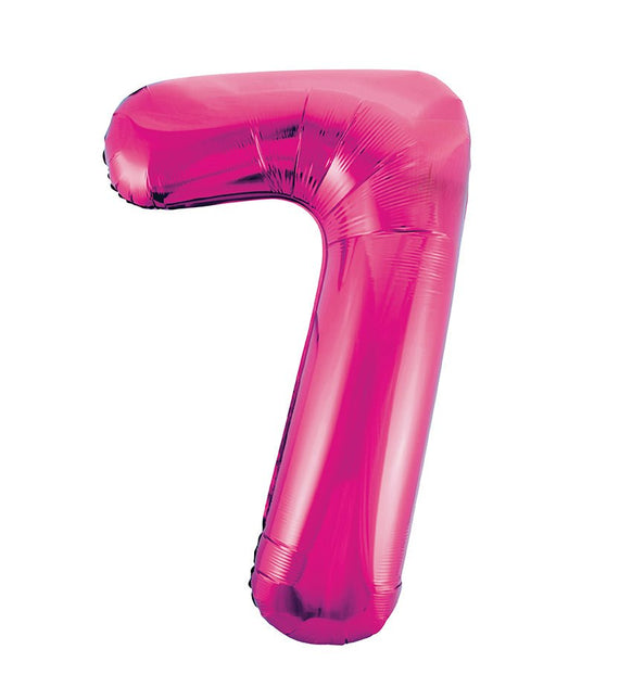 7 Jaar Cijfer Ballon Fuchsia Leeg 86cm van Unique koop je bij Partywinkel