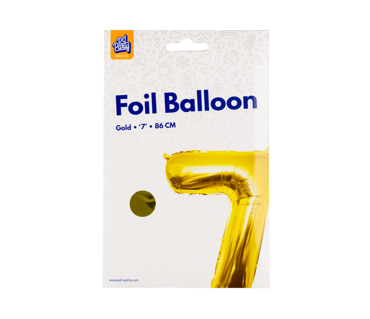 7 Jaar Cijfer Ballon Goud Leeg 86cm van Paper Dreams koop je bij Partywinkel
