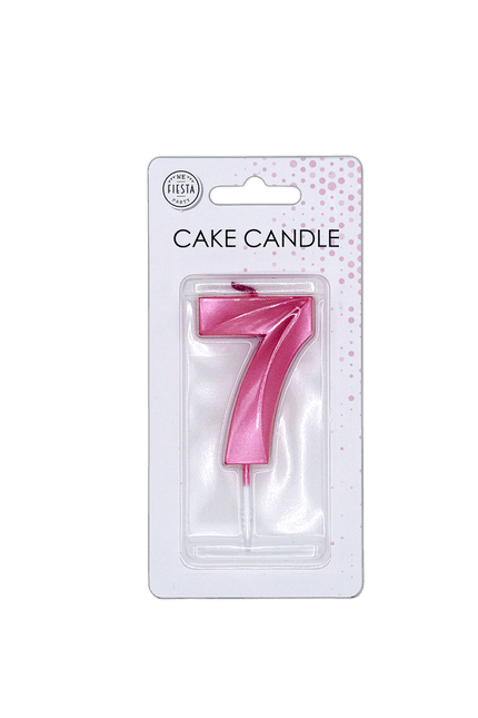 7 Jaar Kaars Roze Metallic 6cm van WeFiesta koop je bij Partywinkel