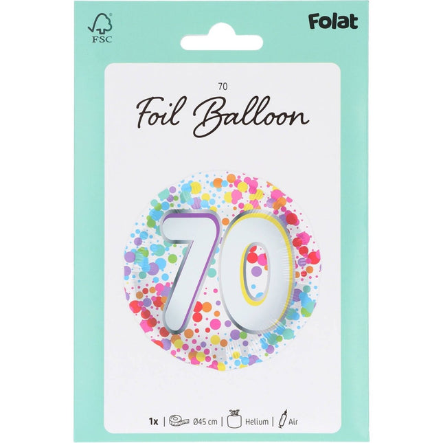 70 Jaar Helium Ballon Leeg 45cm van Folat koop je bij Partywinkel