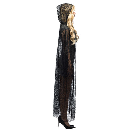 Halloween Cape Zwart Dames Doodshoofd