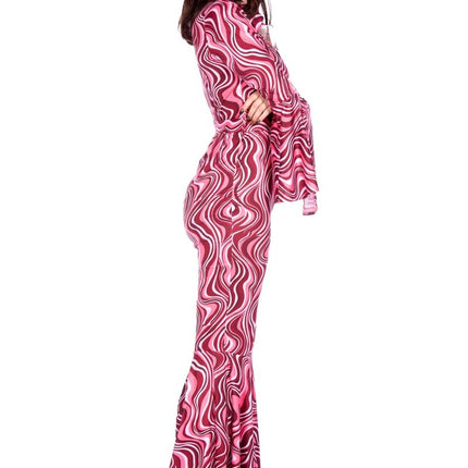 Disco 70S Jumpsuit Roze Dames van Wilbers & Wilbers koop je bij Partywinkel