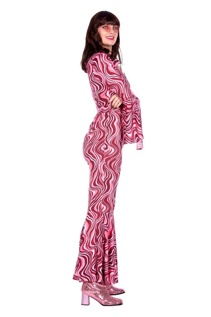 Disco 70S Jumpsuit Roze Dames van Wilbers & Wilbers koop je bij Partywinkel