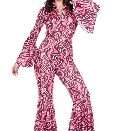 Disco 70S Jumpsuit Roze Dames van Wilbers & Wilbers koop je bij Partywinkel