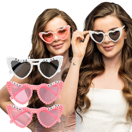 Set 3 partybrillen Bridal pearl (bride en team bride)