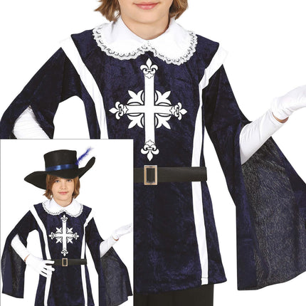 Musketier Kostuum Jongen Blauw