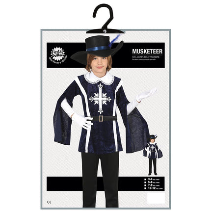 Musketier Kostuum Jongen Blauw