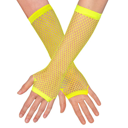 Paar handschoenen eleboog Mesh neongeel