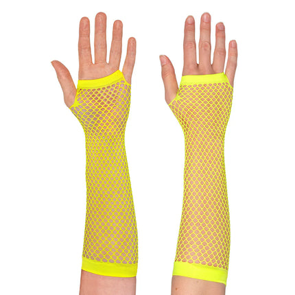 Paar handschoenen eleboog Mesh neongeel