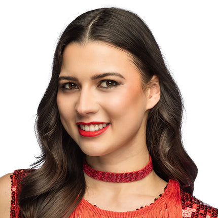 Choker Crystal rood