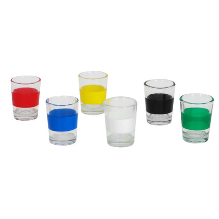 Set drankspel Bingo shots (metalen bingo rad, 48 balletjes, 6 glazen shotglaasjes)