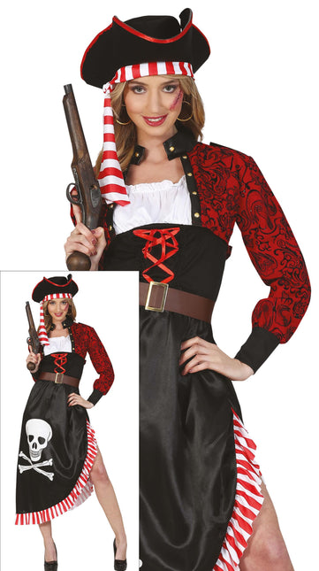 Piraat Jurk Rood Zwart Dames