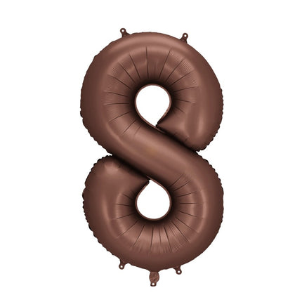 8 Jaar Cijfer Ballon Bruin Leeg 86cm van Partydeco koop je bij Partywinkel