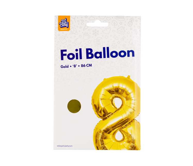 8 Jaar Cijfer Ballon Goud Leeg 86cm van Paper Dreams koop je bij Partywinkel