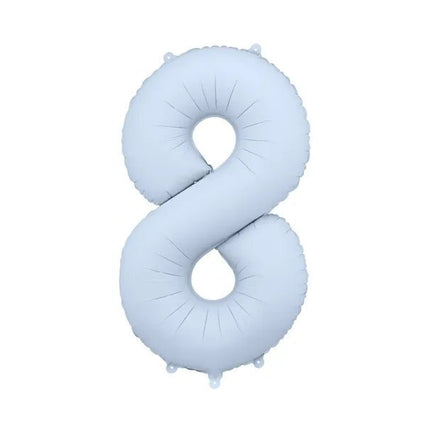 8 Jaar Cijfer Ballon Lichtblauw Mat Leeg 86cm van Partydeco koop je bij Partywinkel