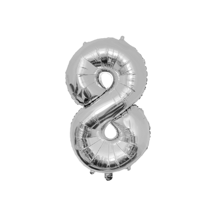 8 Jaar Cijfer Ballon Zilver Leeg 86cm van Paper Dreams koop je bij Partywinkel