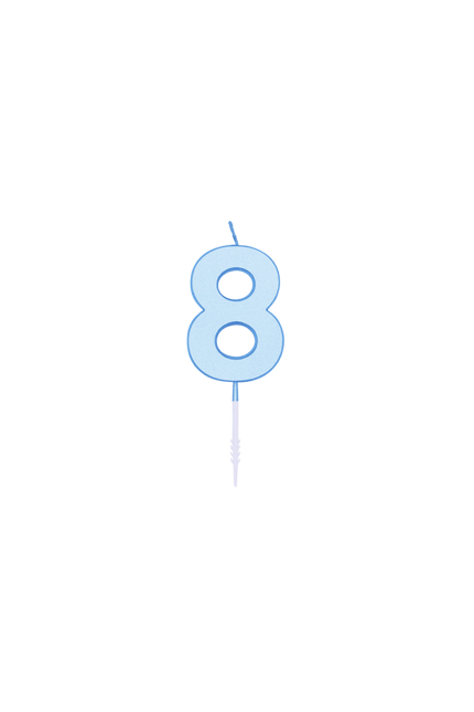 8 Jaar Kaars Blauw Pastel 4,5cm van WeFiesta koop je bij Partywinkel
