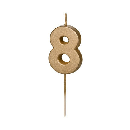 8 Jaar Kaars Goud 4,5cm van Partydeco koop je bij Partywinkel