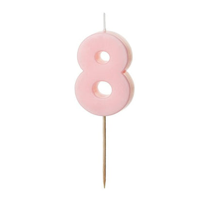 8 Jaar Kaars Lichtroze 5,5cm van Partydeco koop je bij Partywinkel