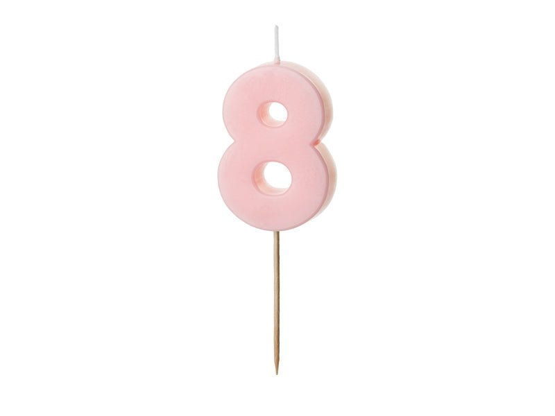 8 Jaar Kaars Lichtroze 5,5cm van Partydeco koop je bij Partywinkel