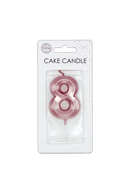 8 Jaar Kaars Rose Goud Metallic 6cm van WeFiesta koop je bij Partywinkel