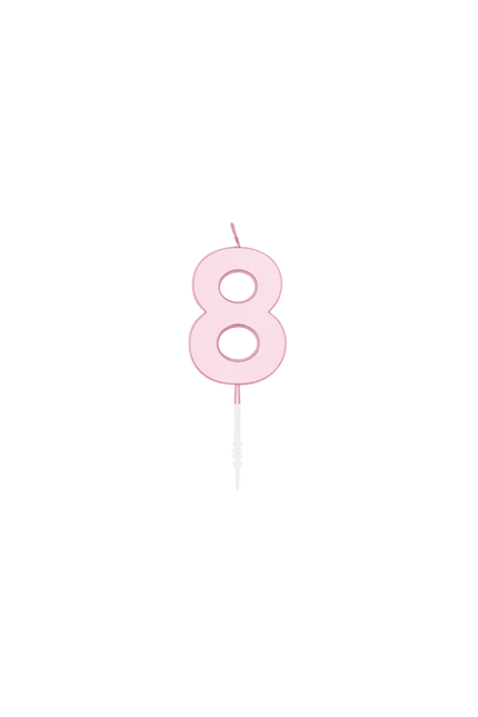 8 Jaar Kaars Roze Pastel 4,5cm van WeFiesta koop je bij Partywinkel