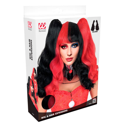 Halloween Pruik Harlekijn Met Hairextensions