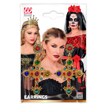 Halloween Oorbellen Kruis Met Juwelen