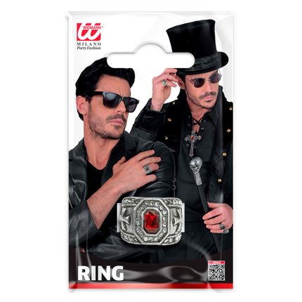 Halloween Ring Rode Edelsteen