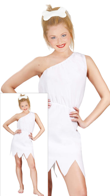 Holbewoner Kostuum Wit Dames