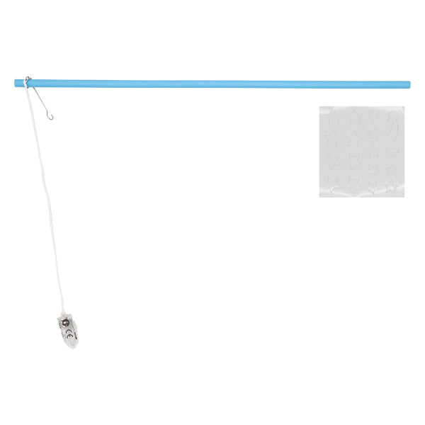 Lampionstokje Met LED Licht Blauw met Glow In The Dark Stickers Hout 40cm
