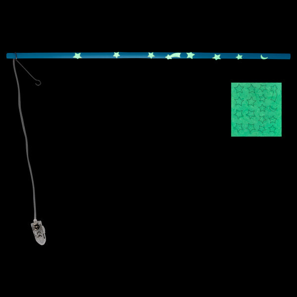 Lampionstokje Met LED Licht Blauw met Glow In The Dark Stickers Hout 40cm